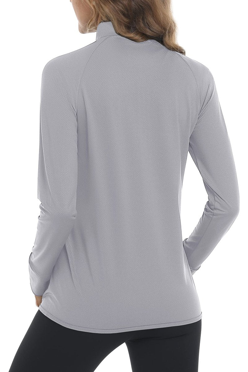 MAGCOMSEN Lightweight Jacket for Women UV Protection Long Sleeve Shirts Quick Dry Running Hiking Shirts Light Grey M