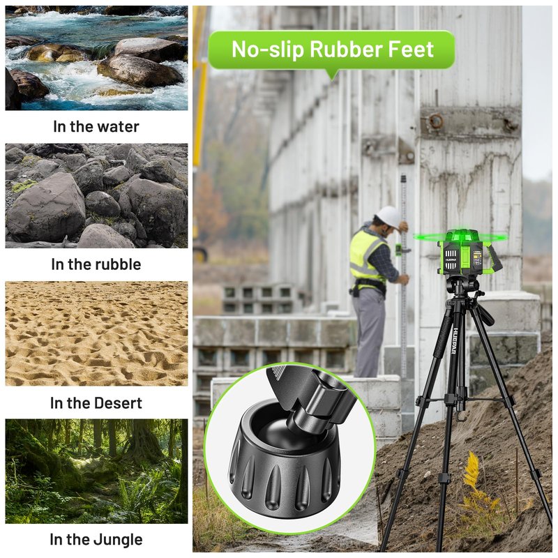 Huepar Professional Laser Level Tripod, 60 Inch Adjustable Laser Level Stand, Suit for Heavy Duty Laser Levels, Point Lasers, Laser Distance Measures; 1/4" & 5/8" Thread Mount, Non-Slip Feet, TPD14B