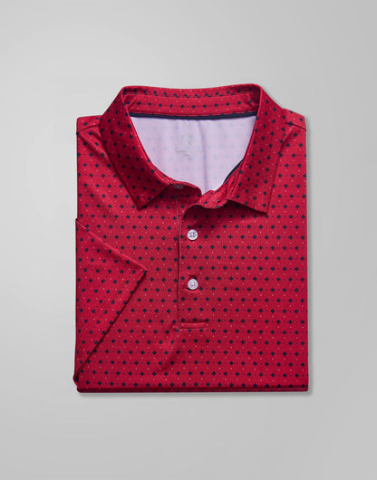 Obla Mens Golf Polo Shirts Short Sleeve Dry Fit Performance Moisture Wicking Casual Print Collared Golf Shirts for Men (Red Flower_S)