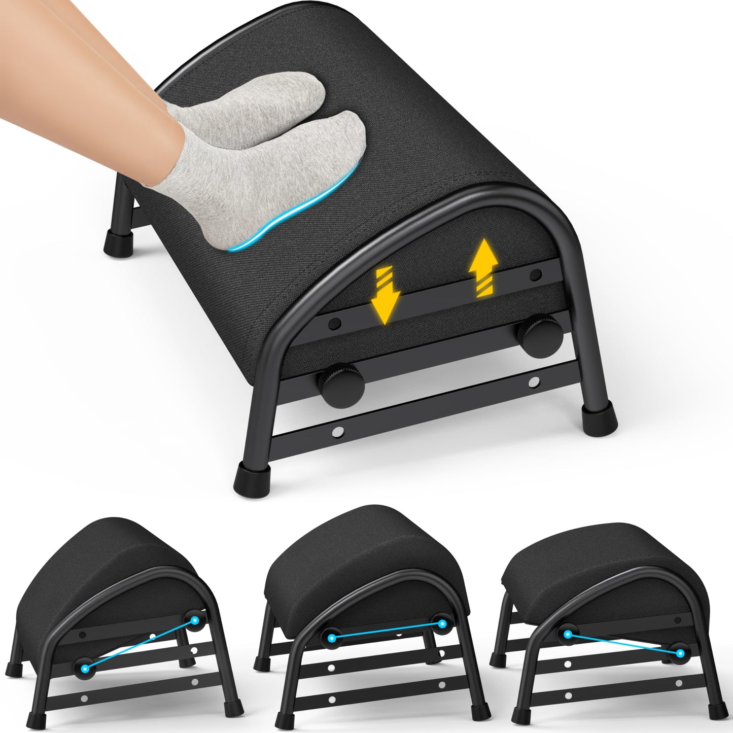 YEASHEIN Adjustable Foot Rest for Under Desk at Work, Ergonomic Foot Stools with 7 Positions, Elevated Cushion Under Desk Footrest with Metal Frame, Leg Rest Used for Home, Car, PC Gaming Accessories