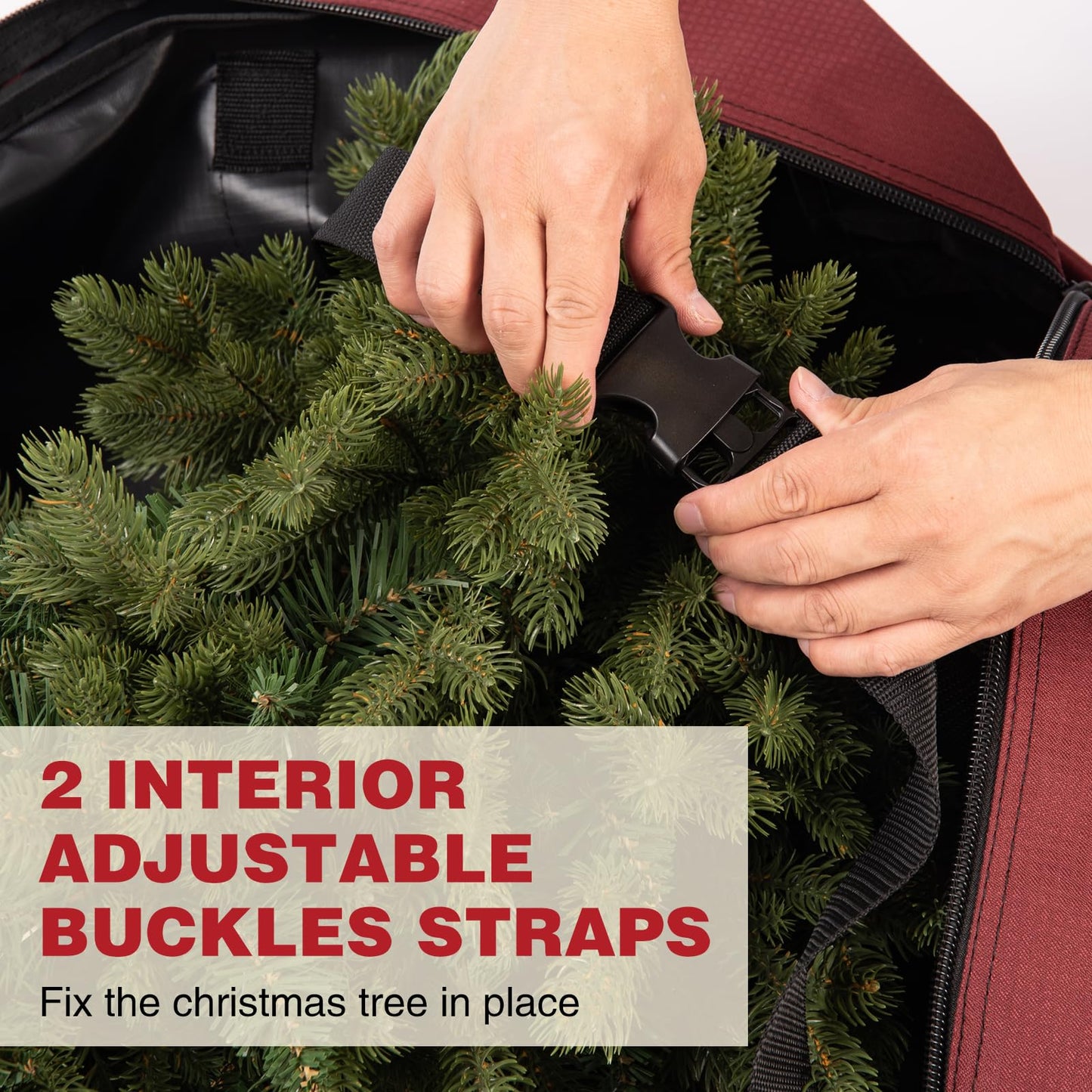 Christmas Tree Storage Bag Fits 7.5 Foot Artificial Christmas Tree Extra-Large Christmas Tree Storage Bin Comes with Built-in Buckle, Durable Handle, and Label Card Slot for 600D Christmas Tree Bag
