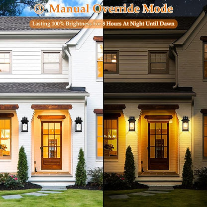 2 Packs Motion Sensor Outdoor Wall Lantern, Dusk to Dawn Outdoor Lighting, Black Porch Lights Fixture & Outside Wall Mount with Rippled Glass, Exterior Sconce Light for Front Patio Garage Entryway