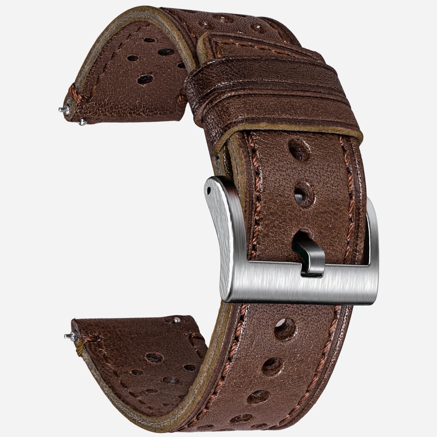 Quick Release Watch Band, Genuine Perforated Leather Watch Strap - Replacement 18 20 22 24mm Watch Bands for Women & Men - Stainless Steel Buckles - Compatible with Regular & Smart Watch Bands