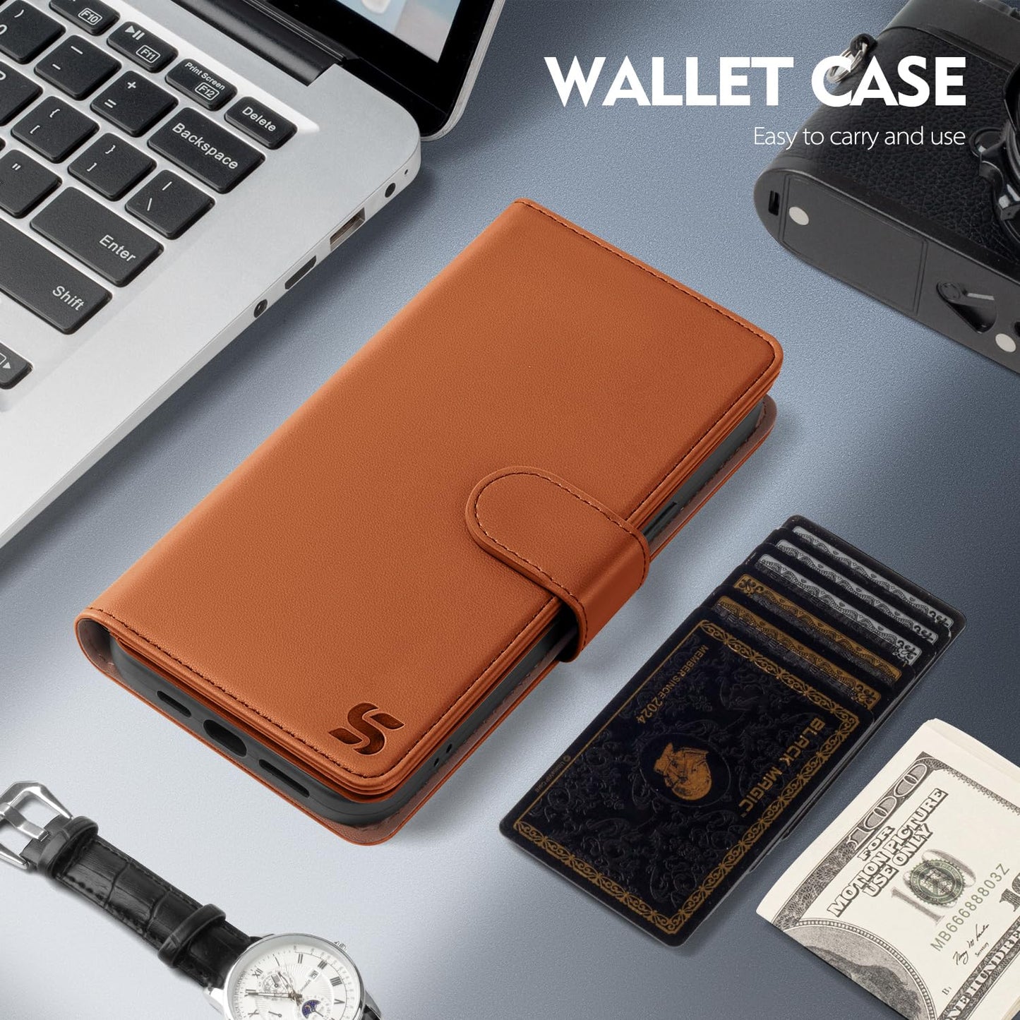 Shieldtop Compatible with Samsung Galaxy S26 Wallet Case with Card Holder,Women Men RFID Blocking PU Leather Flip TPU Protective Cover Credit Card Slots,Phone Case for S26,Light Brown