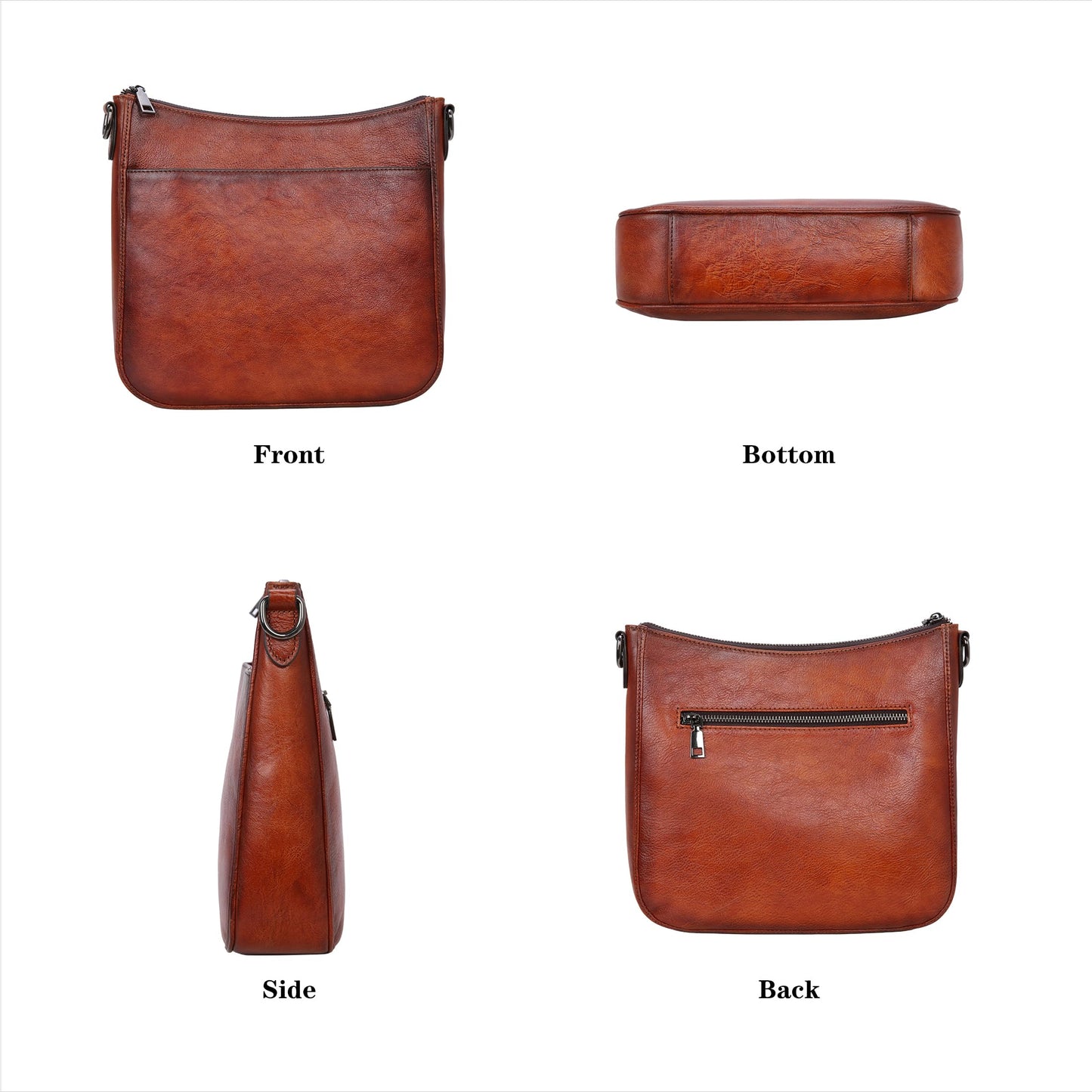 HESHE Shoulder Bag for Women Brown Leather Purse with Pockets Hobo Crossbody Bags Vintage Satchel Purse Work Bag(Brown)