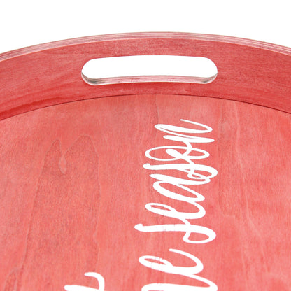Elegant Designs HG1030-RTS 13.75" Sip & Serve Stylish Wooden Decorative Serving Tray, for Home Décor, Living Room, Counter, Tis The Season in Red Wash