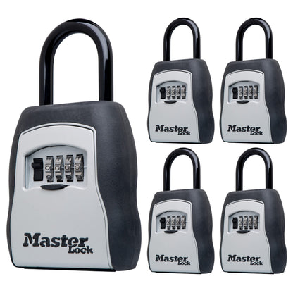 Master Lock Key Lock Box with Code, Outdoor Lock Box for Realtors, Property Managers and Landlords, Ideal for Short-Term Rentals, Key Safe Holds 5 Keys, 5 Pack, 5400EC5