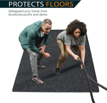 0.46" Thick 48 Sq Ft Rubber Top High Density EVA Foam Exercise Gym Mats 12 Pcs - Interlocking Puzzle Floor Tiles for Home Gym Heavy Workout Equipment Flooring - 24 x 24in Tile, Black & White