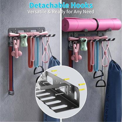 KHAMAL Multi-Purpose Gym Equipment Storage Rack for Resistance Bands - Gym Wall Storage for Exercise Bands, Yoga mat, Jump Ropes, Weight Belts, Straps, Hula Hoop