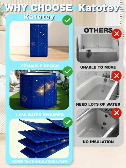 Portable Foldable Ice Bath Tub, 90-Gal Large Capacity，-2-in-1 Hot & Cold Plunge Tub, 5-Layer Insulated Collapsible Soaking Bathtub, Portable BathTub for Home Outdoors Gyms, Recovery Bathtub ﻿