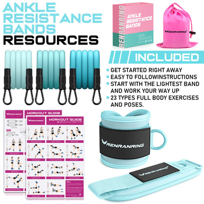 Ankle Resistance Bands with Cuffs, Ankle Bands for Working Out, Ankle Resistance Band for Legs and Glutes Workout Equipment, Butt Exercise Equipment for Women