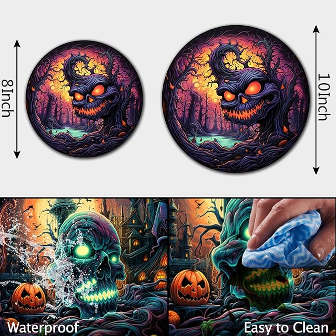 Skull Halloween Gas & Electric Stove Top Covers - 8 & 10 Inch, 4 Metal Decorative Cooktop Covers