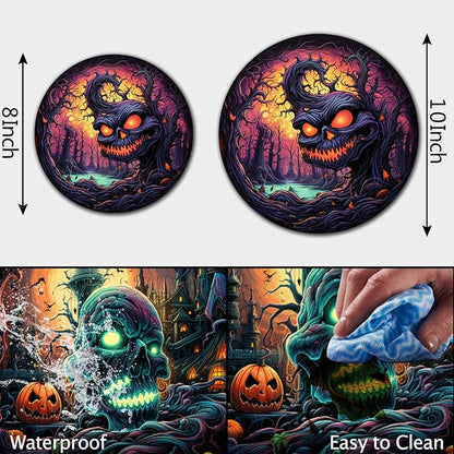 Skull Halloween Gas & Electric Stove Top Covers - 8 & 10 Inch, 4 Metal Decorative Cooktop Covers