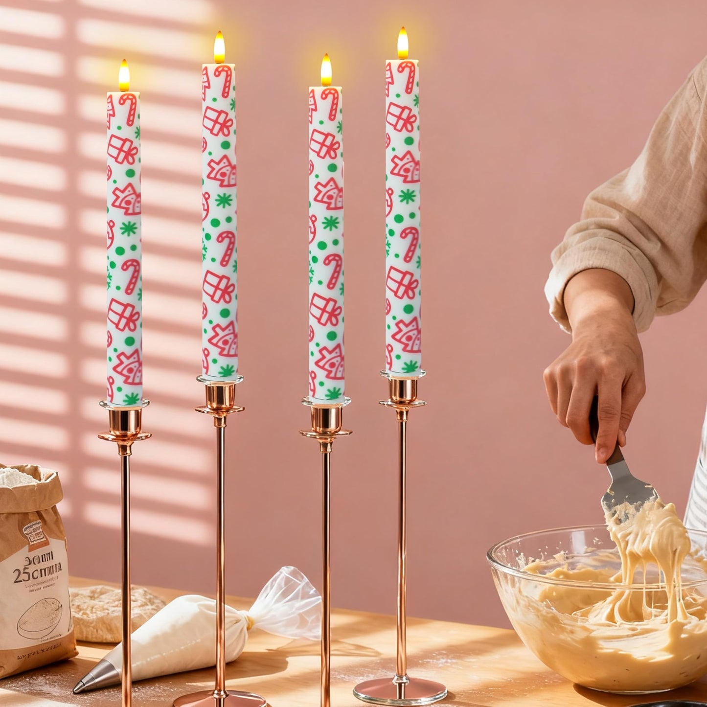 SEUCRWAX 10 Inch Flameless Taper Candles,LED Candlesticks Battery Operated with 10-Key Remote and Timer,4p Flame Lights for Wedding Decoration Party(Gift)