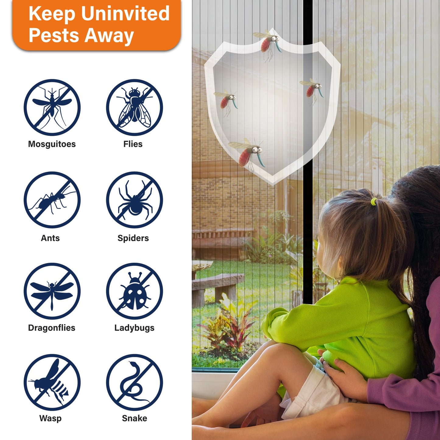 Magnetic Screen Door, Heavy Duty Door Screen Magnetic Closure Keep Bugs Out,Pet & Kid Friendly，Hands Free Door Screen Fit Door Size 60 x 80 Inches