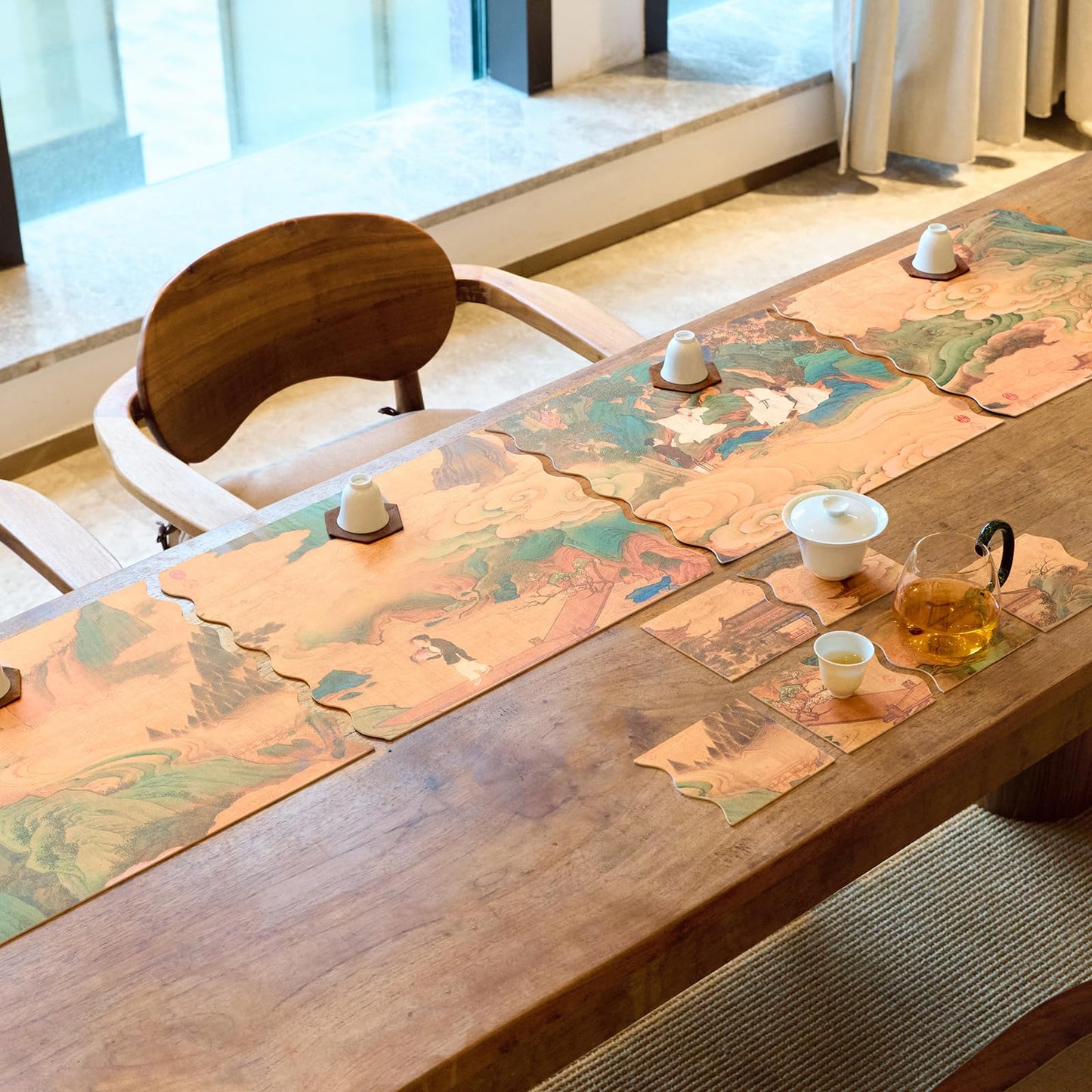 HONGSAM iqipa Faux Leather Table Runner for Dining Table Decorative Leather Table Runners Coffee Table Cloth Waterproof Runner Table Faux Leather Placemats Set and Coasters Table Protector Decor