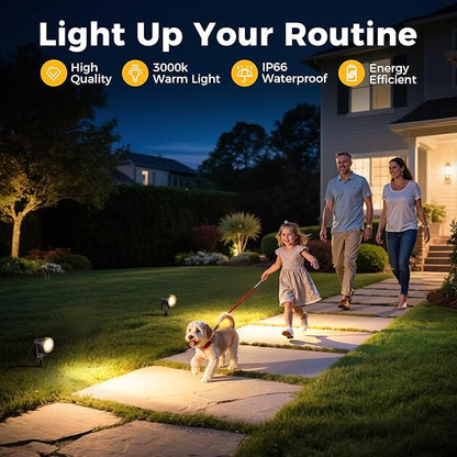L LOHAS LED Outdoor Landscape Lighting, Auto On/Off 3000K Low Voltage Landscape Lighting, IP66 Waterproof Spot Lights for Yard, Outside, Garden, House, Pathway, Plant, Holiday Decor (8 Pack)
