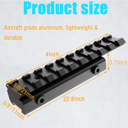 3/8" Dovetail to 7/8" Picatinny Adapter, Scope Mount Picatinny Rail, 11mm to 21mm Scope Mounts Adapter for Picatinny Rail Accessories