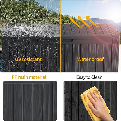 180 Gallon Outdoor Storage Box Waterproof Lockable Resin Deck Box Large, Patio Storage Bin for Pool Accessories Cushion Furniture, Garden Tools, UV-Resistant Outside Delivery Black