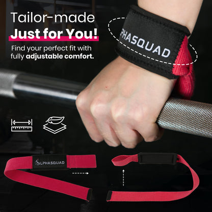 ALPHASQUAD Lifting Straps for Weightlifting – Heavy Duty Wrist Straps for Weightlifting with 7mm Thick Padded Cotton Wraps, 22.5" Long, 1.5" Wide – Deadlifts, Strength Training, Powerlifting, Men & Women