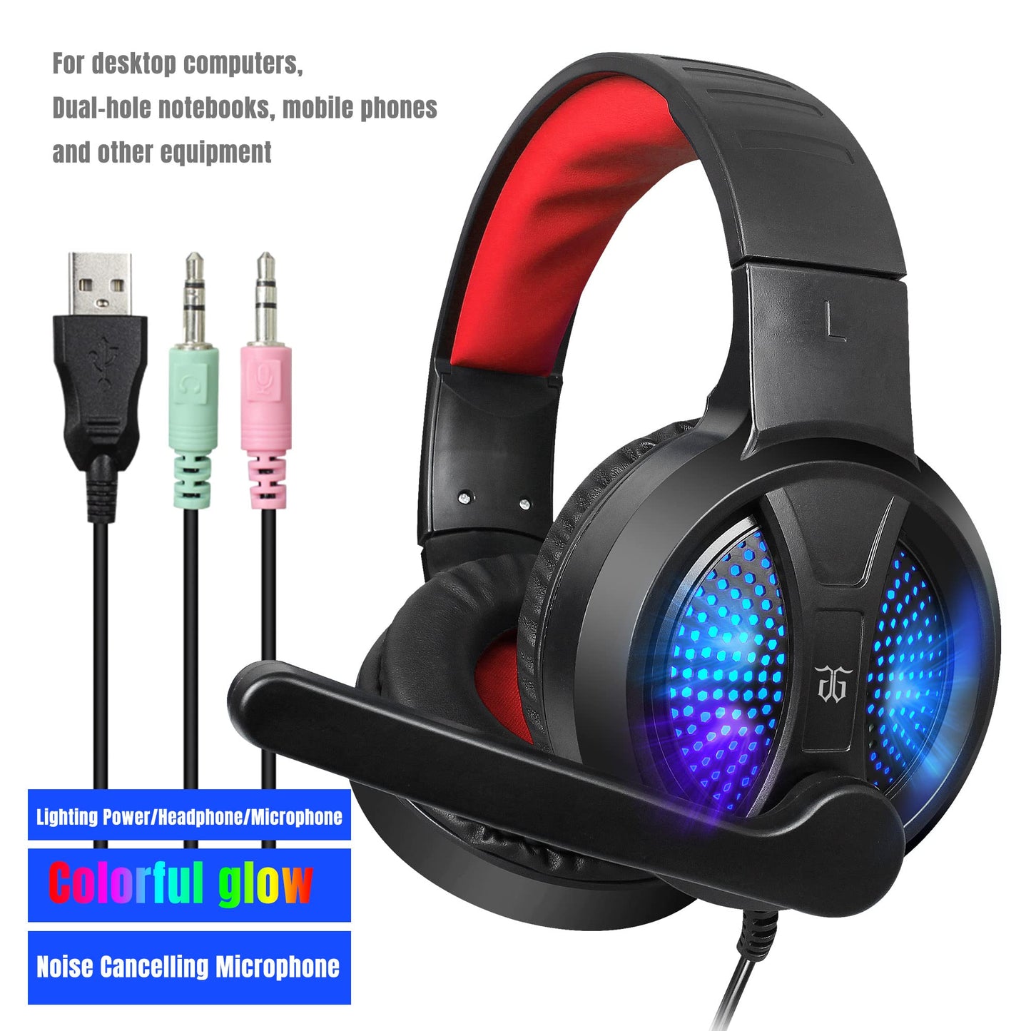Gaming Keyboard and Mouse,Headphones,Mouse pad，All in One Combo for PC Gamers and Xbox and PS4 Users
