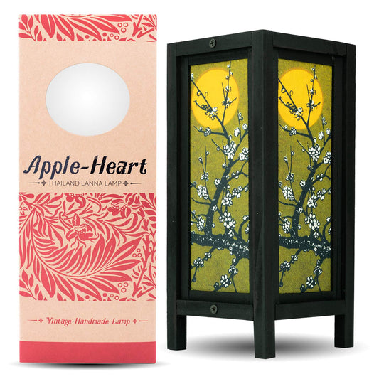 APPLE-HEART RED Berry Thailand Lanna LAMP Moon Sakura Table Lamp Lighting Shades Floor for Bedroom Modern Vintage Handmade Asian Oriental Wood Bedside Gift Art Home Garden Christmas I3M