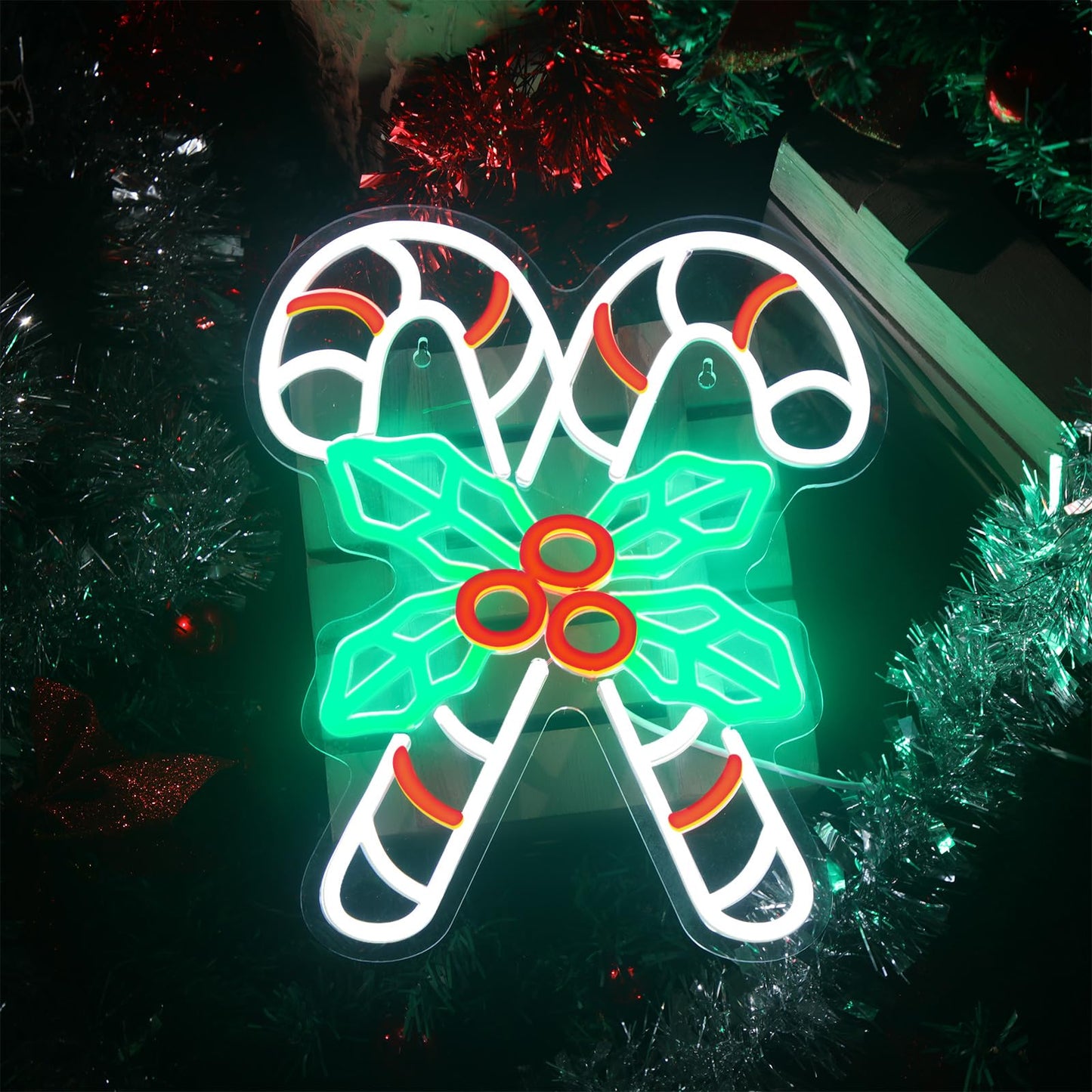 Xuhal Christmas Candy Neon Sign Light 14.2 x 11.8 inches Neon Lights Signs LED Sign USB Powered Home Wall Decor Light Up Acrylic Room Decorations for Bedroom Bar Night Light Art Gift Accessories