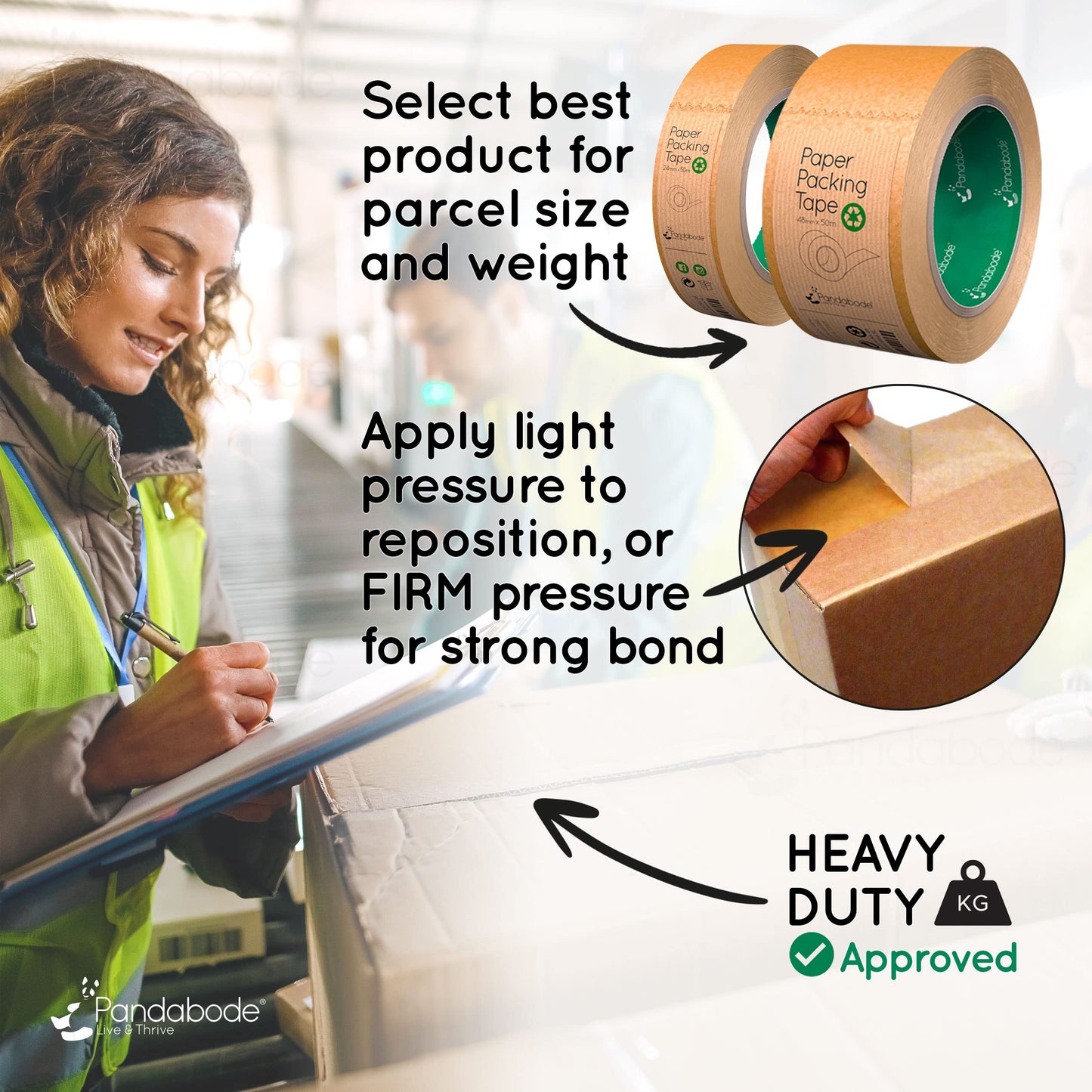 Kraft Paper Packing Tape 48mm x 50m | 6 Pack | Brown Paper Tape for Strong Parcel Packaging | Recyclable & Eco Friendly (6)