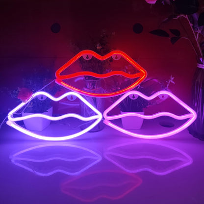 JYWJ Lip Neon Sign,USB or 3-AA Battery Powered Neon Light,LED Table Decoration,Bedroom Wall Decoration,Birthday Gift,Wedding Supplies Business Gift (Pink)