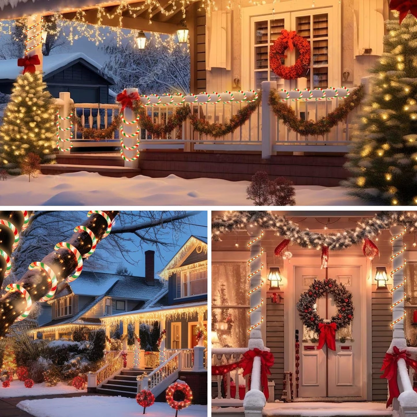 Vigdur Christmas Candy Cane Lights - 33FT LED Candy Cane Rope Lights Outdoor Waterproof Decorative Christmas Lights for Holiday Party Home Patio Indoor Xmas Decorations(360 LEDs)