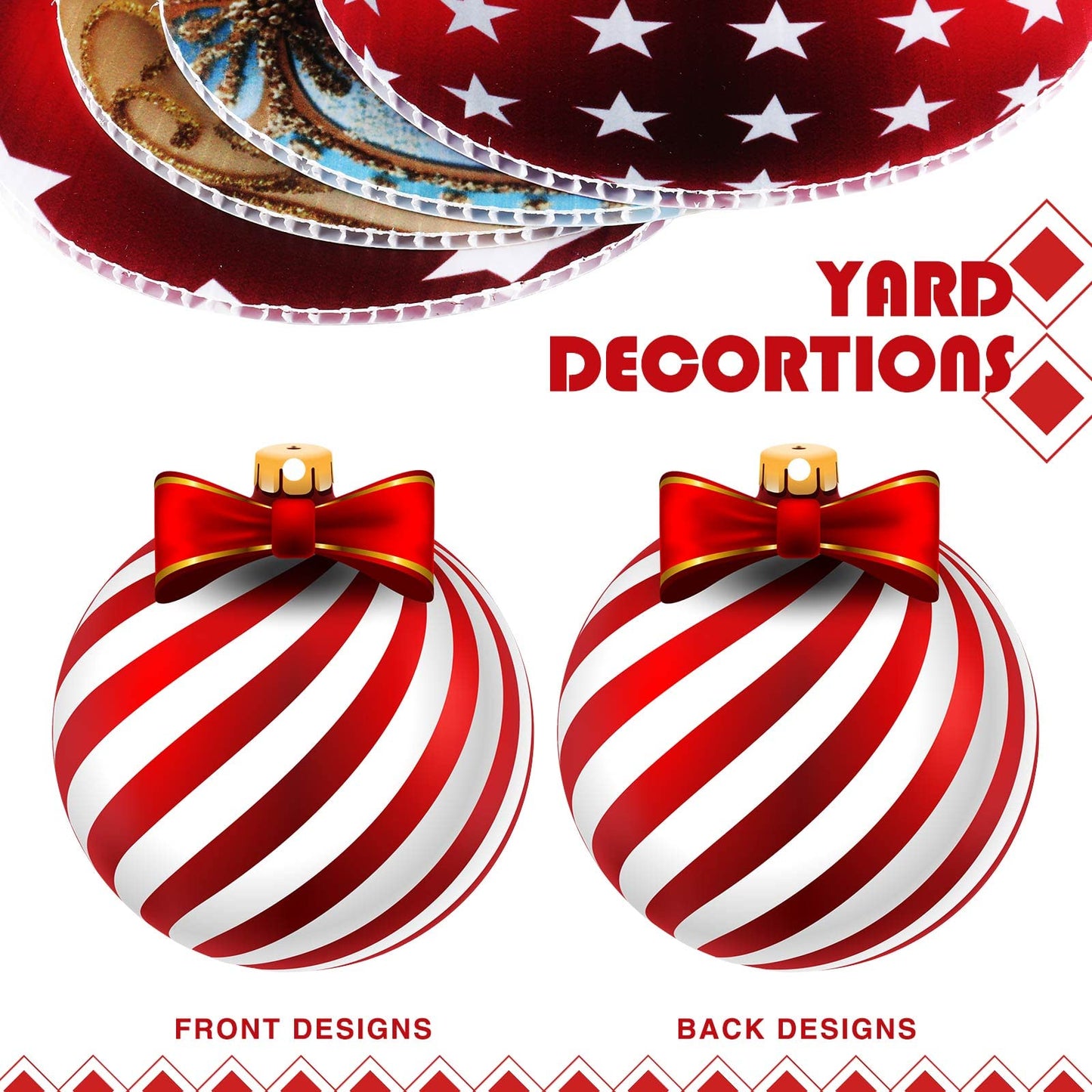 Rtteri 30 Pcs Large Christmas Ball Shape Ornaments for Outdoor 4.9 Inch Double Sided Plastic Christmas Hanging Ornaments Balls for Xmas Tree Indoor Outdoor House Porch Yard Supplies