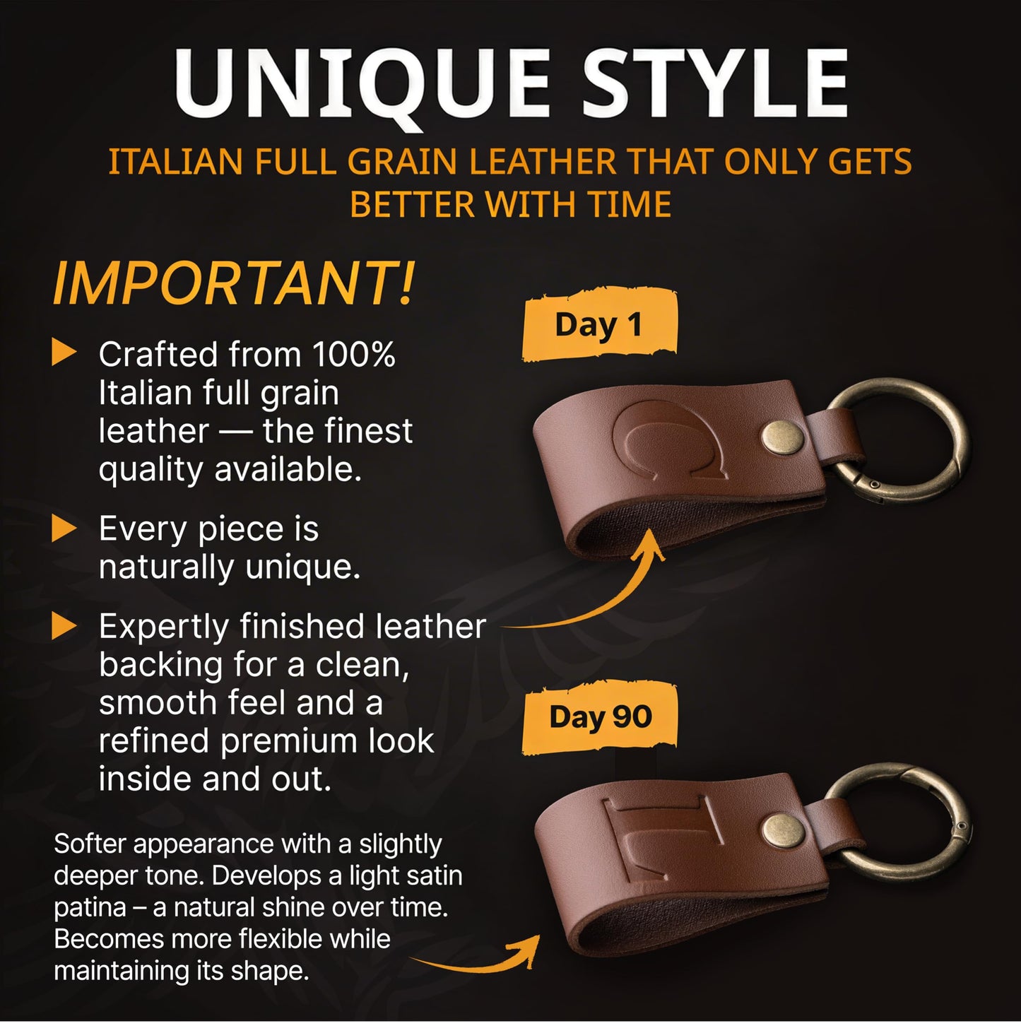 MAGOR Full Grain Leather Initial Keychain for Men Women, Personalized Alphabet Keychain, Brown Leather Gift for Him Her Dad (Brown B)
