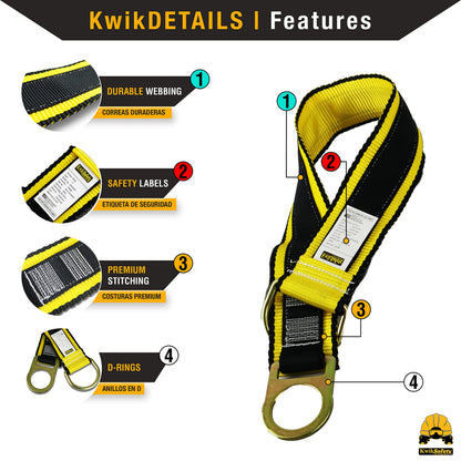KwikSafety - Charlotte, NC - Gibbon Grip 6 ft Safety Anchor Cross Arm Strap Beam Choker ANSI Fall Arrest System Web Pass Thru Double D Ring Anchorage Sling OSHA Protection Harness Lanyard