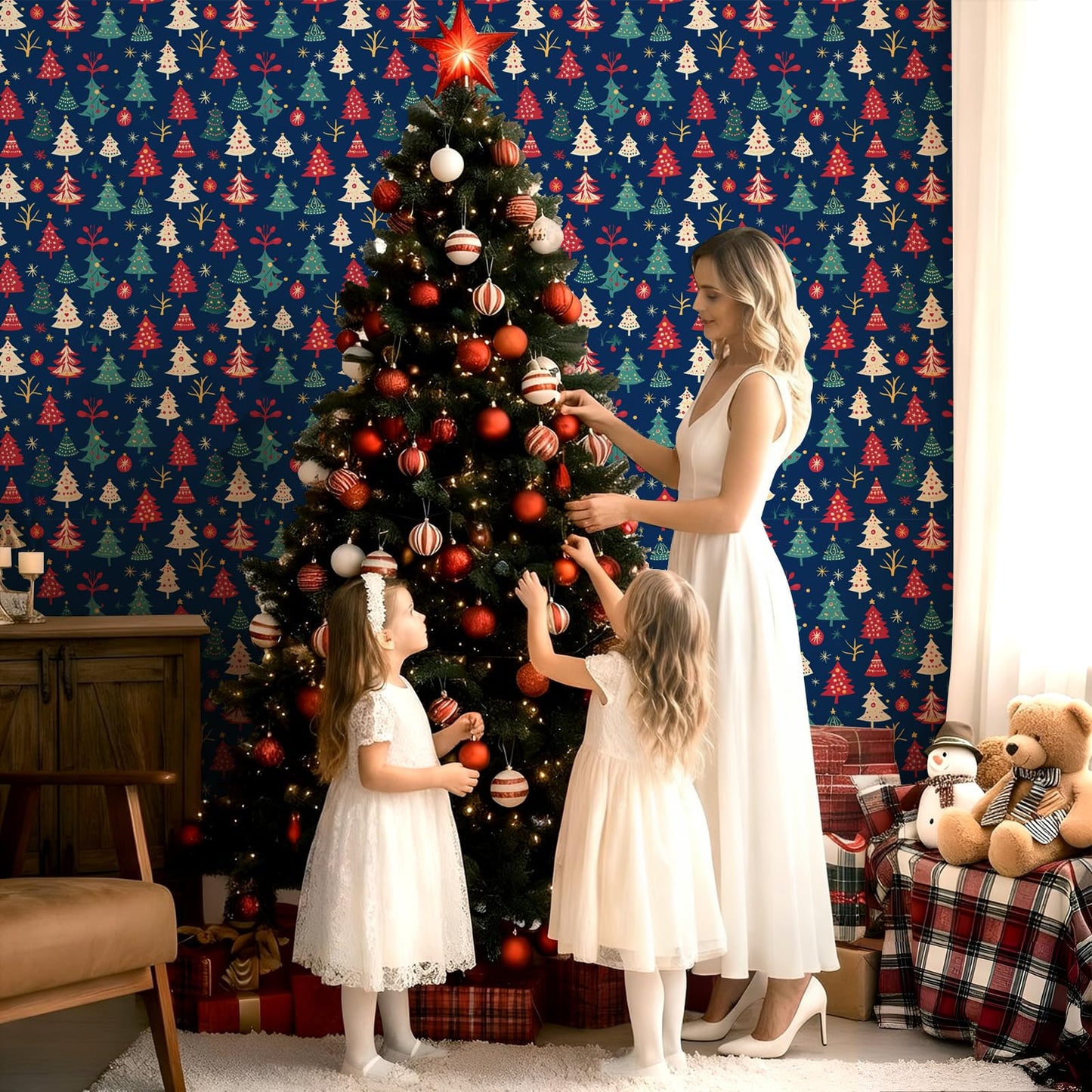 Kitico Peel and Stick Wallpaper – Self Adhesive Wall Paper for Walls, Waterproof Removable Contact Paper Roll for Everyday Home Décor & Christmas Gift Wrap Roll 17.7"x196.8"