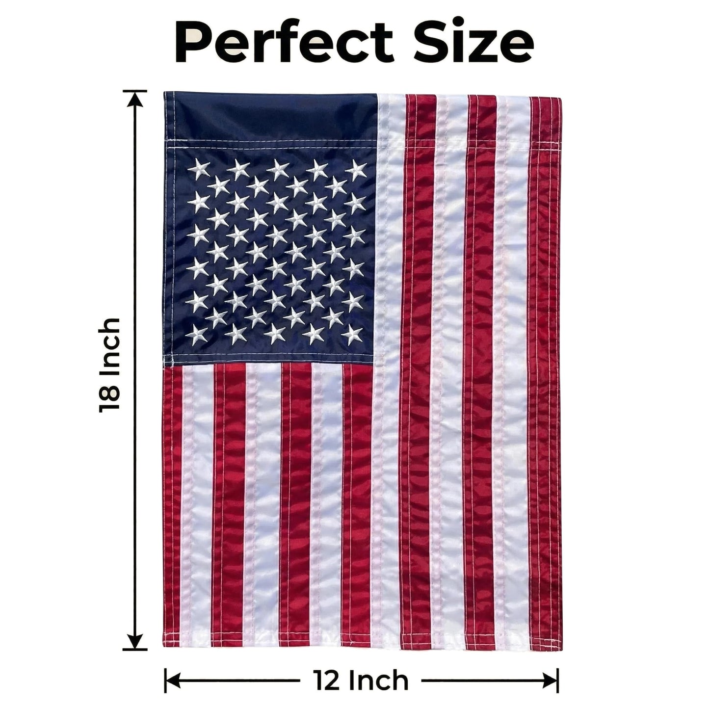 2 Pack American Flag Garden Flag 12x18 - Double Sided and Embroidered Stars Patriotic Yard Decor | Durable All-Weather Porch Flag for 4th of July, Memorial Day, Veterans Day & Everyday Outdoor/Indoor Use (2 Pack American Flag 12x18)