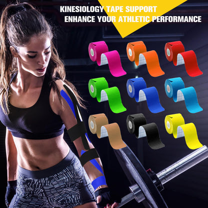 Kinesiology Tape Precut 2 Rolls Pack, Athletic Tape for Muscle Joints Support, 40 Strips for Knee Ankle Shoulder Back, Latex Free and Water Resistant, Orange