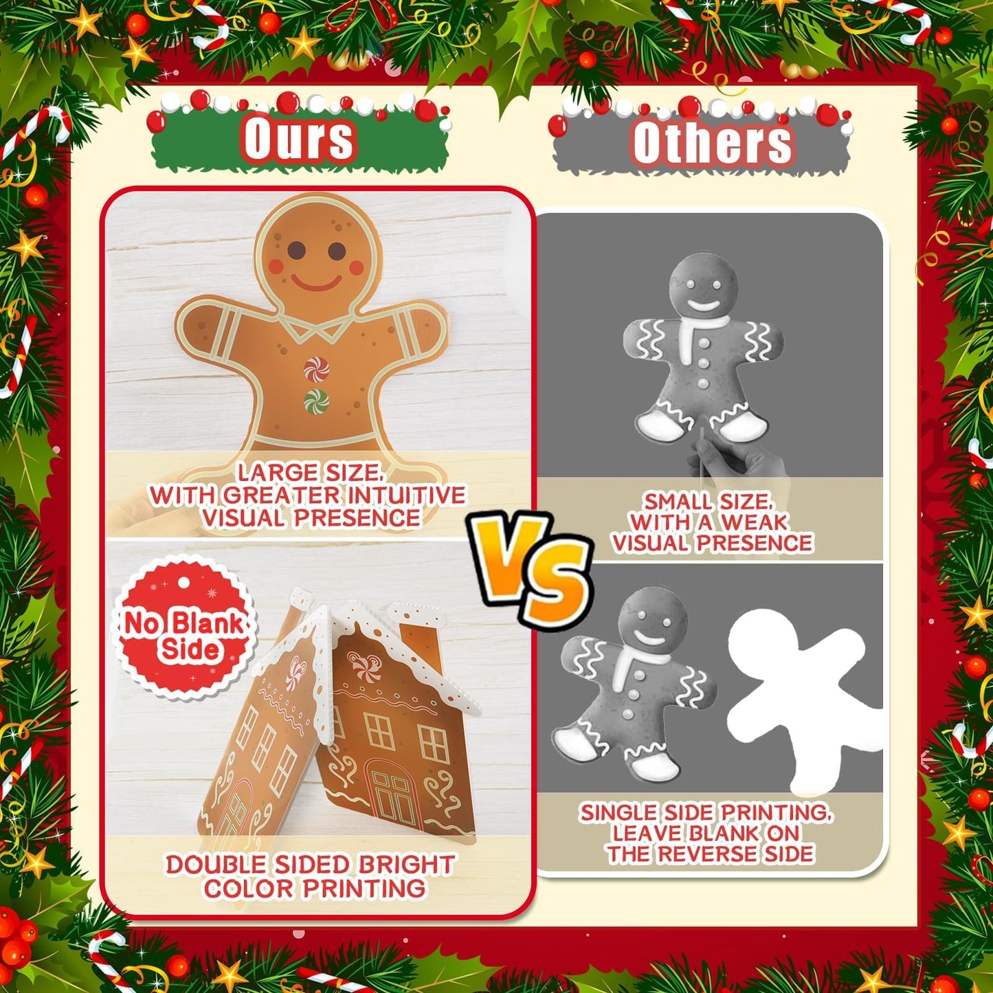 8 Pcs Christmas Tree Decorations Picks, Large Gingerbread Man Christmas Tree Picks, Xmas Gingerbread Man Tree Topper Ornaments for Xmas Trees Winter Holiday Home Party Vase Decor