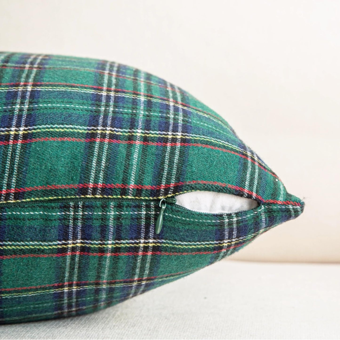 AQOTHES Pack of 2 Christmas Plaid Decorative Throw Pillow Covers Scottish Tartan Cushion Case for Farmhouse Home Holiday Decor Green and Blue, 22 x 22 Inches