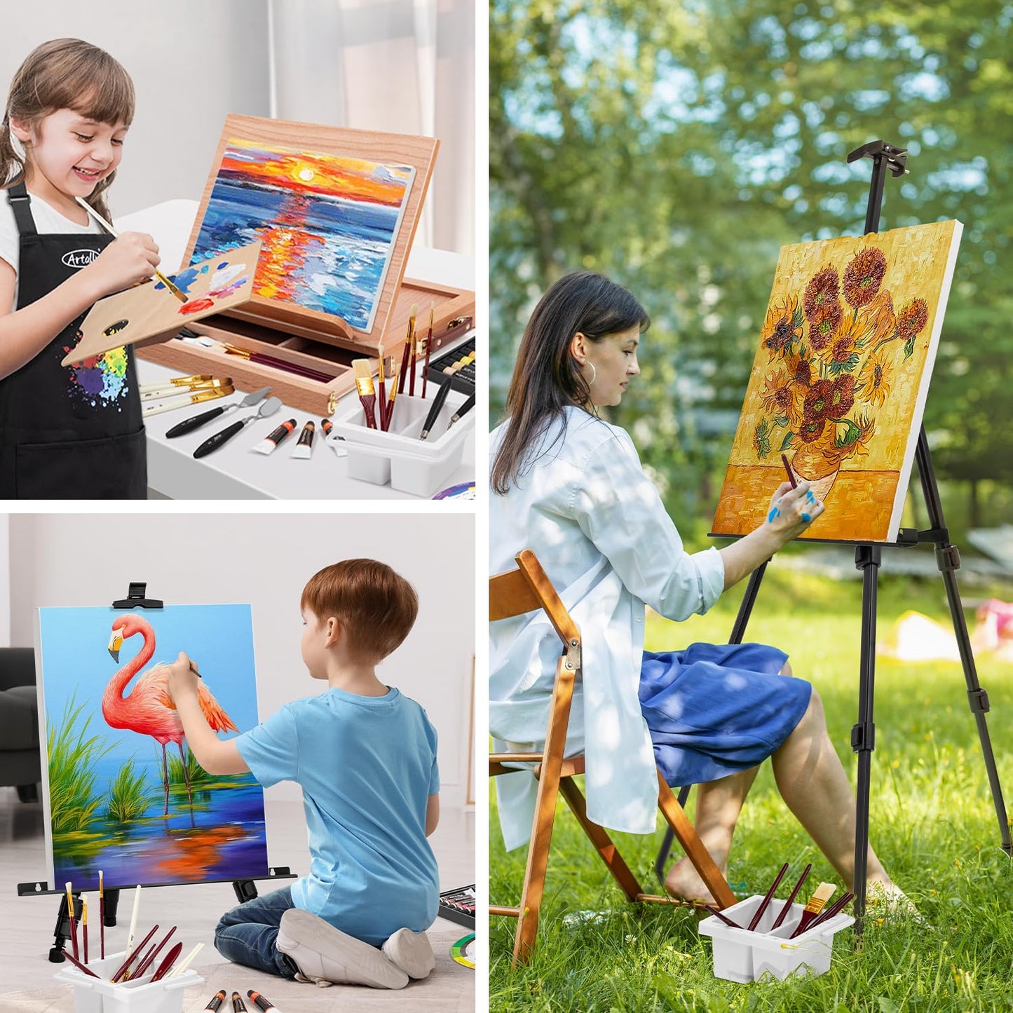 187Pcs Professional All-in-One Art Painting Kit with Aluminum & Beech Wood Easel, 96 Acrylic, Watercolor & Oil Paint Set, Complete Art Supplies Painting Set for Adults, Artists, Beginners