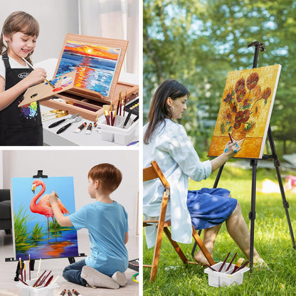 187Pcs Professional All-in-One Art Painting Kit with Aluminum & Beech Wood Easel, 96 Acrylic, Watercolor & Oil Paint Set, Complete Art Supplies Painting Set for Adults, Artists, Beginners
