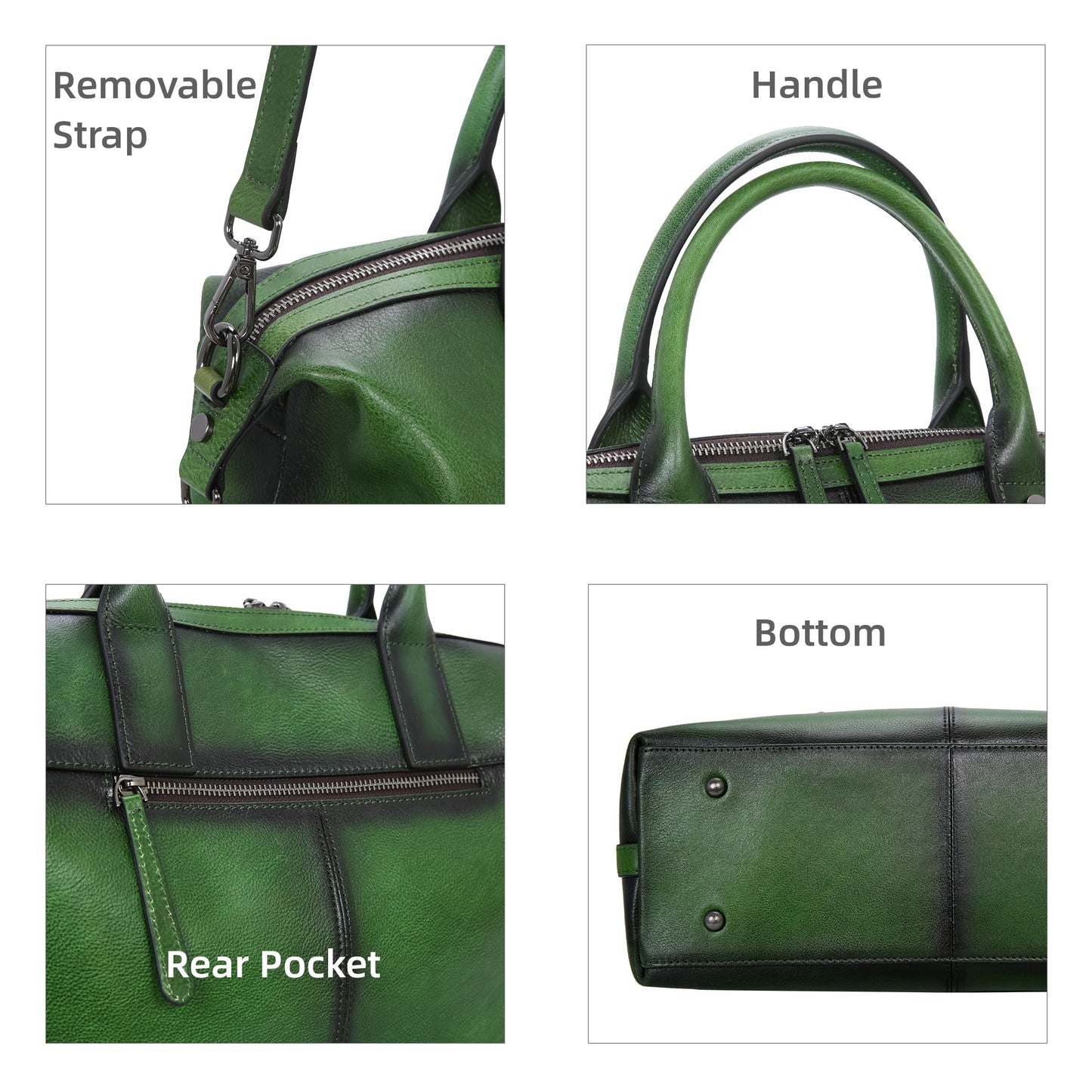 Iswee Satchel Bags Retro Leather Purses for Women Handbags Shoulder Bags Luxury Tote Hobo Cross Body Work Doctor Bag Pocketbooks (Green)