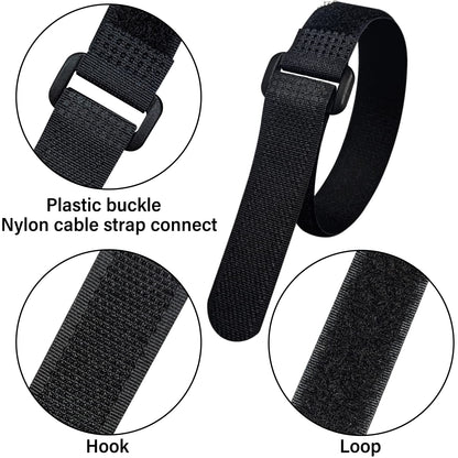 40pcs Reusable Cable Ties - 4 Sizes (6/8/10/12 Inch) - Hook and Loop Cinch Straps for Wire Management - Heavy Duty Cord Organizer & Wire Ties for Electronics, PC, Home & Office