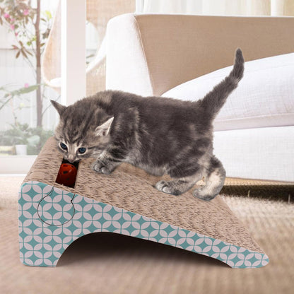 PrimePets Cat Scratcher Cardboard with Catnip, Removable Cat Scratching Pad with Ball, 2-in-1 Corrugated Cat Scratch Lounge Sofa Refill