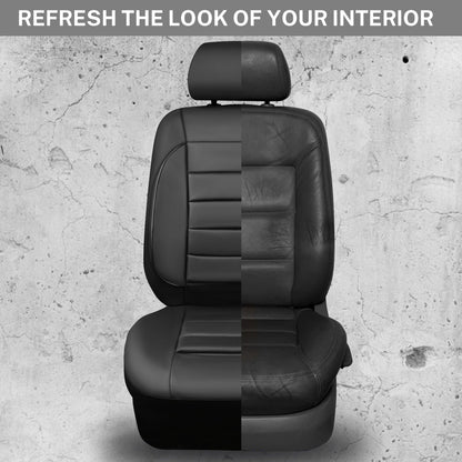 CAR PASS Leather Seat Covers Full Set Universal Water Resistant 3D Foam Back Support, Luxury Comfort Automotive 5 Seat Covers All Season Fit for SUV,Sedan,Van, Airbag Compatible Elegance(Pure Black)