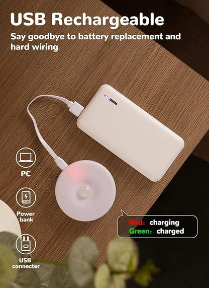 Homelist 3 Pack Motion Sensor Lights Indoor, Rechargeable Wireless LED Puck Lights, Battery Operated Motion Sensor Night Light for Closet, Stairs, Kitchen, Cabinet, Toilet