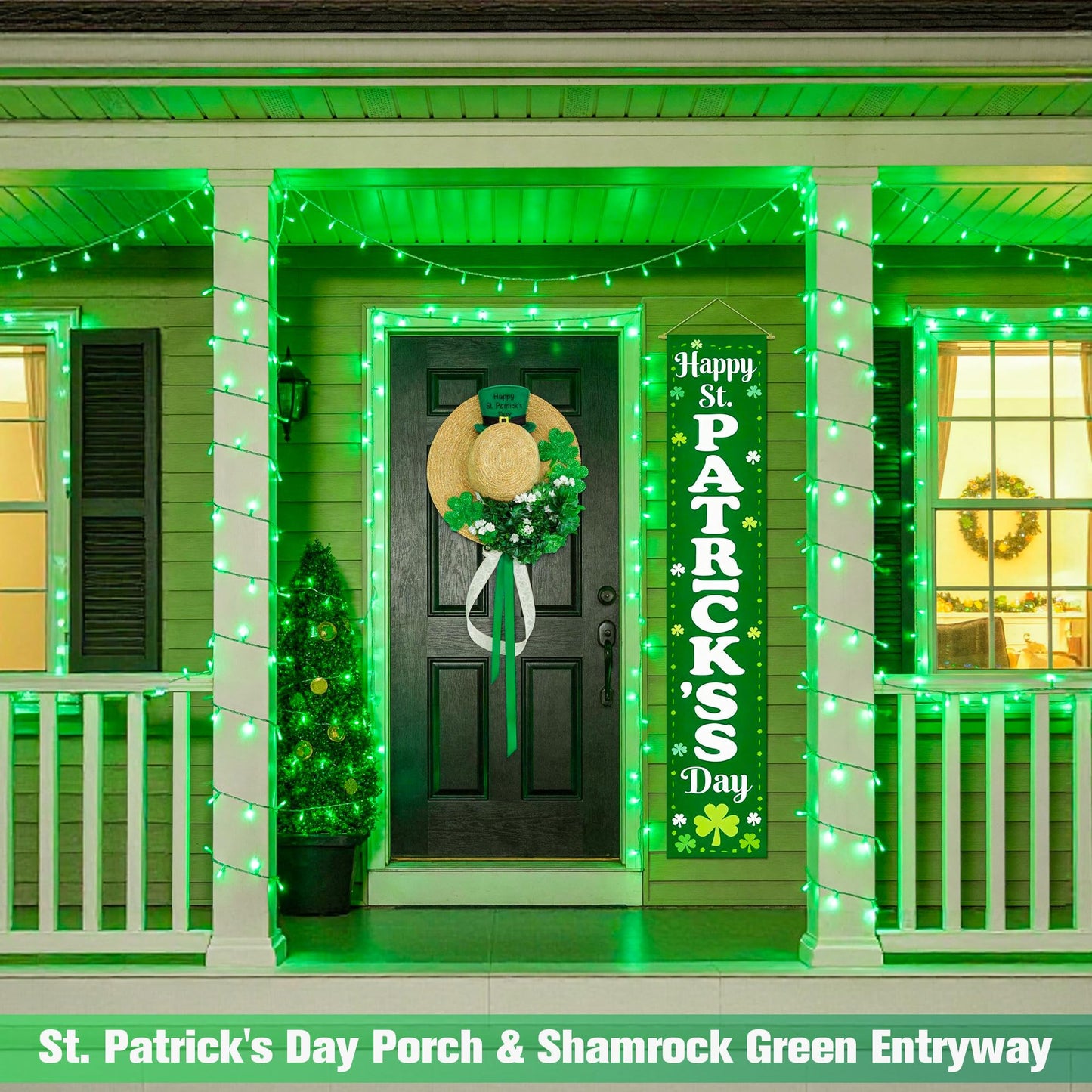JMEXSUSS Green St Patricks Day Lights Indoor Outdoor Clear Wire, 200 LED Green Christmas String Lights for St Patricks Day Spring Tree Garden Decor, Connectable