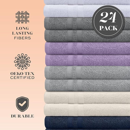 White Classic Wealuxe Multi Washcloths 24 Pack