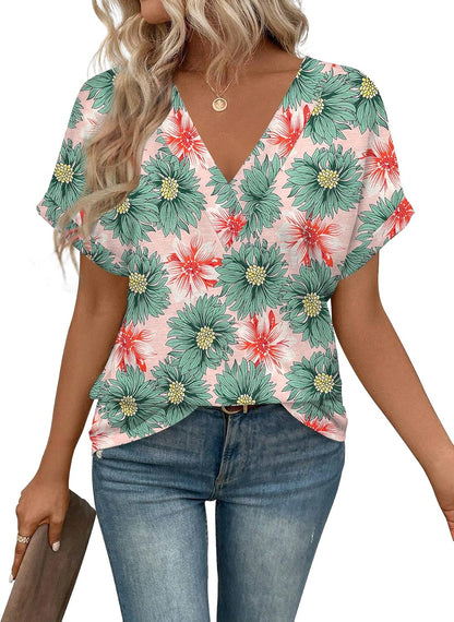 T Shirts Short Sleeve V Neck Tees Womens Tops Beach Vacation Fashion Clothes 2025 Casual Summer Spring Fall Outfits