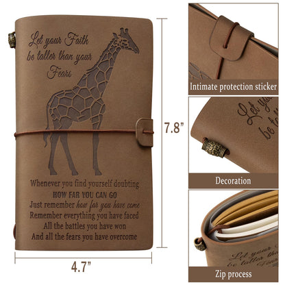 Xeboba Giraffe Gifts Leather Journal Notebook with Pen and Keychain Inspirational Giraffe Lover Gifts for Women Girl Refillable Sketchbook, Travel Diary, Lined Planner, 7x5 Inches