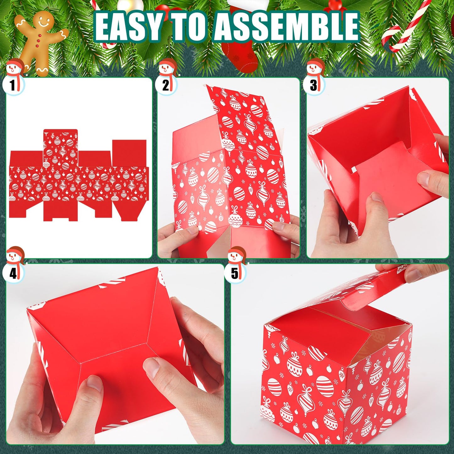Qilery 32 Pcs Christmas Cookie Gift Boxes Bulk Red White Cardboard Treat Boxes Small Candy Bags for Xmas Party Favors Paper Goody Dessert Containers for Xmas Party Supplies